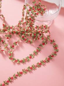1碼花卉圖案蕾絲緞帶飾邊，適用於縫紉、禮品包裝、DIY手工藝及婚禮新娘裝飾 - 彩色 - 查看 4