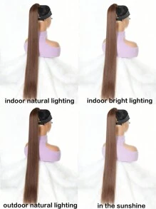Tóc giả màu đen nâu vàng 22-34 inch chịu nhiệt tổng hợp thẳng tóc nối đuôi ngựa tóc giả tóc giả đuôi ngựa cho phụ nữ - Light Brown - Xem 10