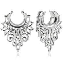 2 Piezas Túneles Para Orejas Con Tapón De Acero Inoxidable Y Diseño De Agujero, Calibradores De Silla Estiradora Para Expansor De Lóbulo De Oreja, Joyería Del Cuerpo De La Perforación - Hueco - Ver 15