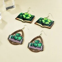 2入組新款時尚聖派屈克節主題愛爾蘭派對假日女士耳環及吊墜套裝 - 1 - 查看 4