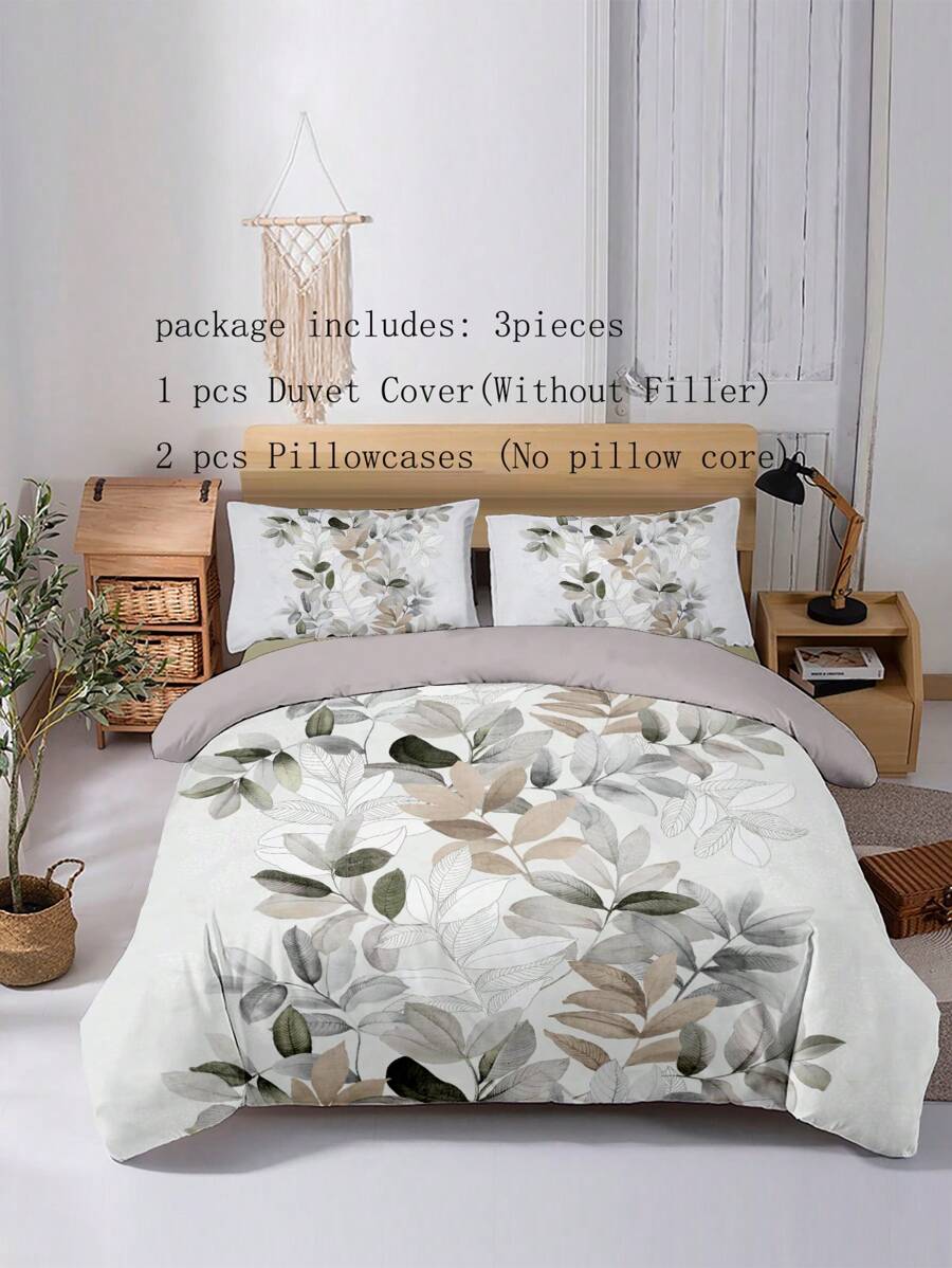 Leaf Pattern Duvet Cover Set Without Filler SHEIN USA