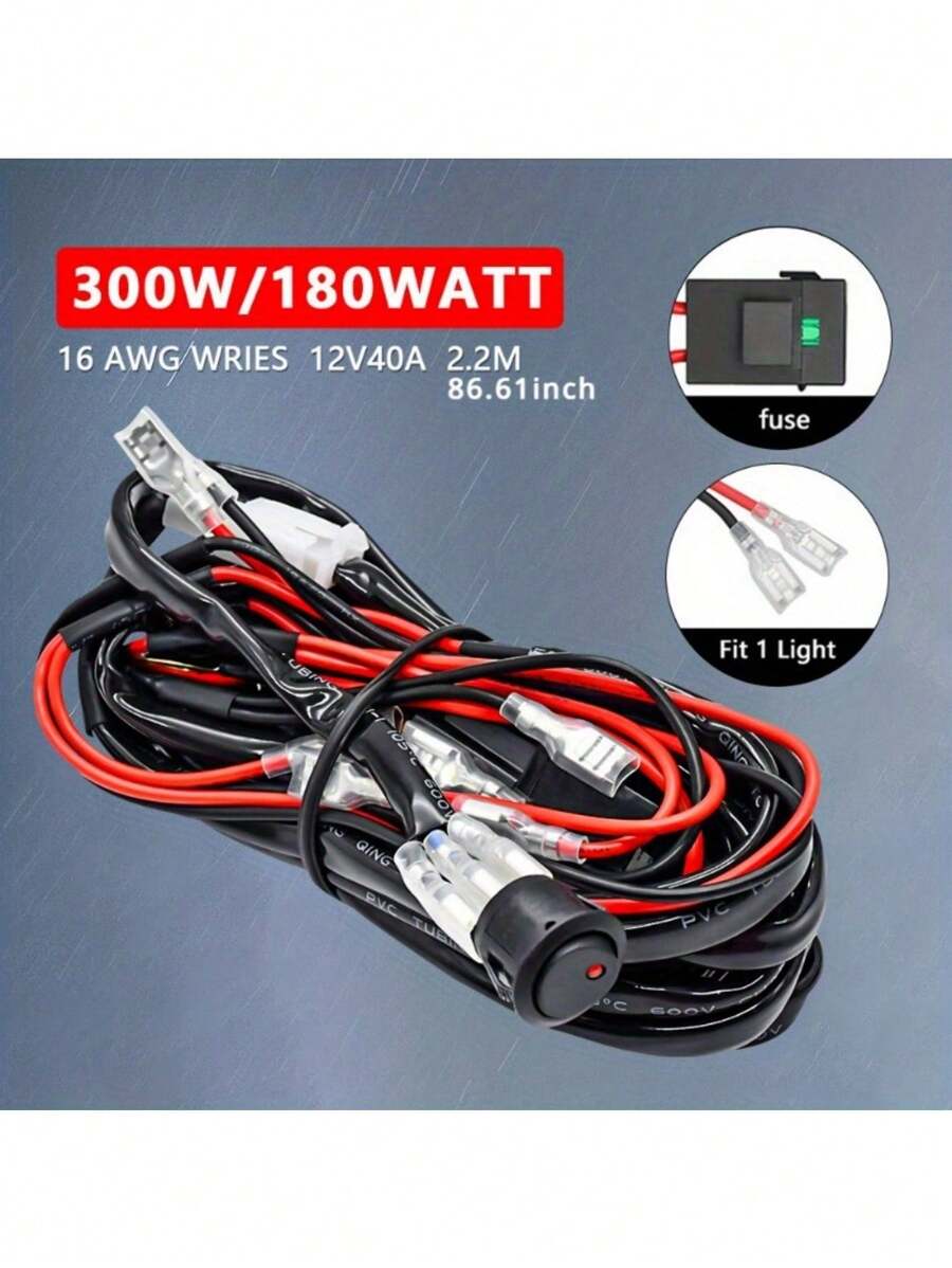 Kit De Arnés De Luz Led Para Barra De Luces Fuera De Carretera, Control De Interruptor Impermeable Con Relé De 12v Y 300w Y Conexión Para 1 A 4 Luces Led - Negro - Ver 1