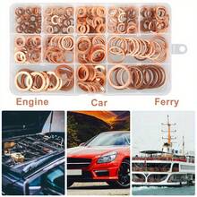 100pcs Copper Washer, O-Ring Copper Gasket Assortment, Flat Ring Seal Set, Automotive Copper Sealing Ring, With Storage Box - Bronze - View 3