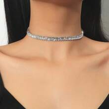 Gargantilha Choker Corrente Feminina Colares Feminino Pedras - Dourado - Visão 5