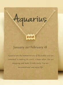 1 件 12 星座符號吊墜項鍊,帶生肖卡,鎖骨鏈,派對幸運生日禮物,女士日常佩戴 - 金黃色 - 查看 4