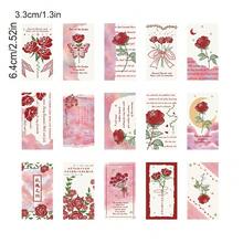 60 Pieces Of Rose Bookmark Stickers, High-Looking Illustrations, Ins Style Cards, Stationery, Books, Helmets, Mobile Phones, Tablets, Luggage, Decorative Stickers - Multicolor - View 2