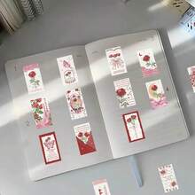 60 Pieces Of Rose Bookmark Stickers, High-Looking Illustrations, Ins Style Cards, Stationery, Books, Helmets, Mobile Phones, Tablets, Luggage, Decorative Stickers - Multicolor - View 5