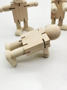 3 Pieces Of Wooden White Embryo Diy Wooden Figurines With Multiple Shapes And Free Deformation, Fun Ornaments, Wooden Ornaments - Wood Color - View 5