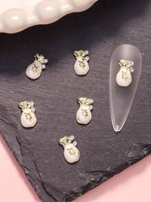 10 cái Năm mới Phong cách Kim loại May mắn Túi tiền Hình dạng Đồ trang trí Rhinestone Nghệ thuật làm Móng Phụ kiện - trắng - Xem 2