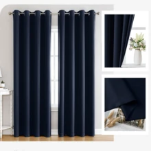 1 pieza Panel de cortina de ventana opaca, Cortina Black Out Opaca con Aros Ojales para Dormitorio Sala Moderno 2 Paneles 1.32 x 2.13 mts, Cortinas Térmicas Aislantes Frio y Calor Moderna Decoración Ventanas para Dormotorio Habitacion Sala Salon Hotel Terraza Cortinas - Azul (132x213cm) - Ver 3