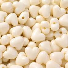 100入組亮光塑膠可愛夾層愛心珠子,直徑10mm,帶有2mm孔洞,淡粉色珠子心形,製作情人節珠寶首飾 - Heart - 查看 11