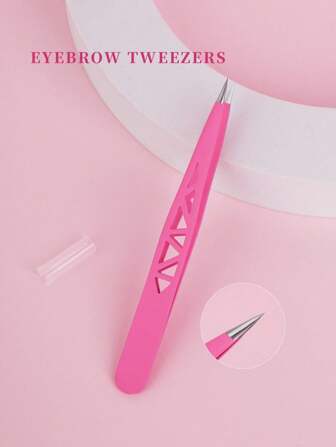 1 Stück Edelstahl rosa spitze Augenbrauen Pinzette, entwickelt für präzises Zupfen von Augenbrauenhaaren, Cut Out Dreieck Muster, schlanke Pinzettenform, nicht Cut Out Griff, einfache Formgebung der Augenbrauen, Pflegeutensil geeignet für tägliche Augenbrauenpflege, Augenbrauenformung und Anfänger im Make-up, günstig, Strumpfstopfer, Make-up, Make-up Utensilien, günstige Sachen, Geschenke, Geschenke für Frauen, Weihnachtsgeschenke