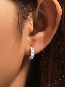 1 对简约圆点精致环形耳环女式 925 银 18K 镀金珠宝配饰 2023 年潮流送给我女儿适合派对 - 金色 - 查看 2