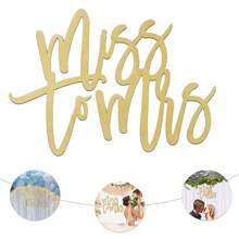 木製“miss To Mrs”標誌,16"x18"金色派對橫幅,用於新娘派對裝飾,單身派對背景幕,訂婚、婚禮、情侶、綠色圍欄牆 - 金色 - 查看 1