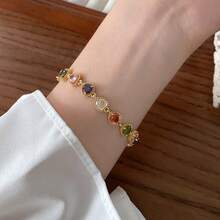 1pc Elegant & Delicate Colorful Heart-Shaped Cubic Zirconia Decorated Bracelet, Perfect Gift For Women'S Birthday And Holidays - Love Bracelet - View 3