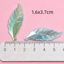 10 顆巴洛克風格珠子套裝,帶有葉形吊墜、花帽和蝴蝶結,適用於 Diy 手鍊或項鍊（漸變色） - 細長樹葉 - 查看 2