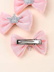 8入組/包冠冕和蝴蝶結設計女孩髮夾 - 彩色 - 查看 3