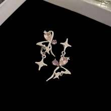 1雙925銀異形蝴蝶形耳墜,甜美時尚風格,流行百搭耳飾,適宜女性日常佩戴和節日送禮 - 銀色 - 查看 2