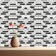 3D 10-Sheet Self Adhesive Backsplash Tiles For Kitchen Bathroom,  Black, White, Gray Marble Patterns, Materials Enhance Overall Aesthetics, Waterproof And Oil Resistant - Black and White - View 4