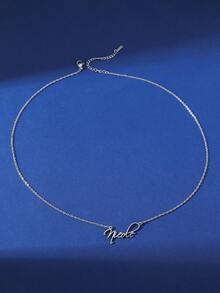 1個個性化不鏽鋼女孩名字吊墜項鍊（僅支持英文字母項鍊） - 銀色 - 查看 5