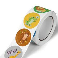 500pcs/Roll 2.5cm Cartoon Reward & Motivation Stickers Label Office Stationery Decoration Sticker Seal - Multicolor - View 4