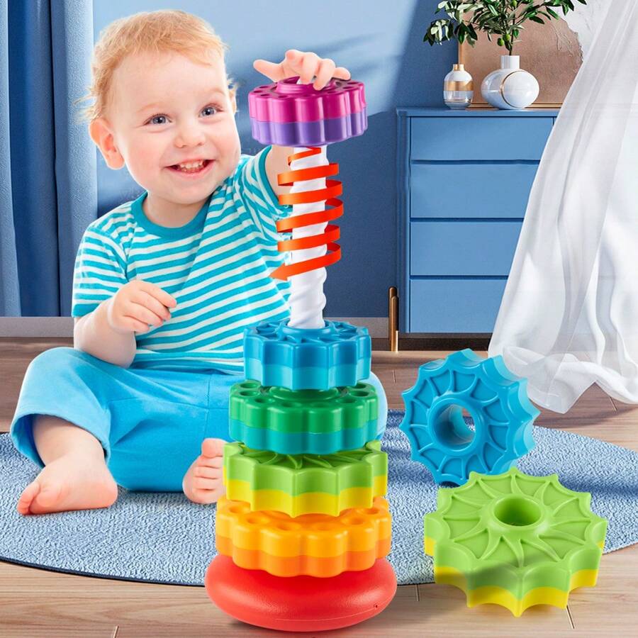 1 套婴儿彩虹色分类堆叠杯玩具，多件式可拆卸教育游戏，适合婴幼儿学习颜色和触觉感官活动