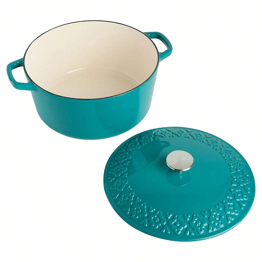 6 Quart Cast Iron Dutch Oven With Embossed Lid, Induction Safe SHEIN USA