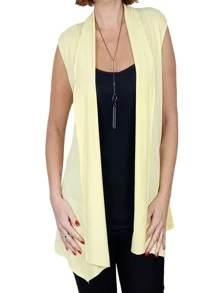 Women Sweater Vests - 黃色 - 查看 1