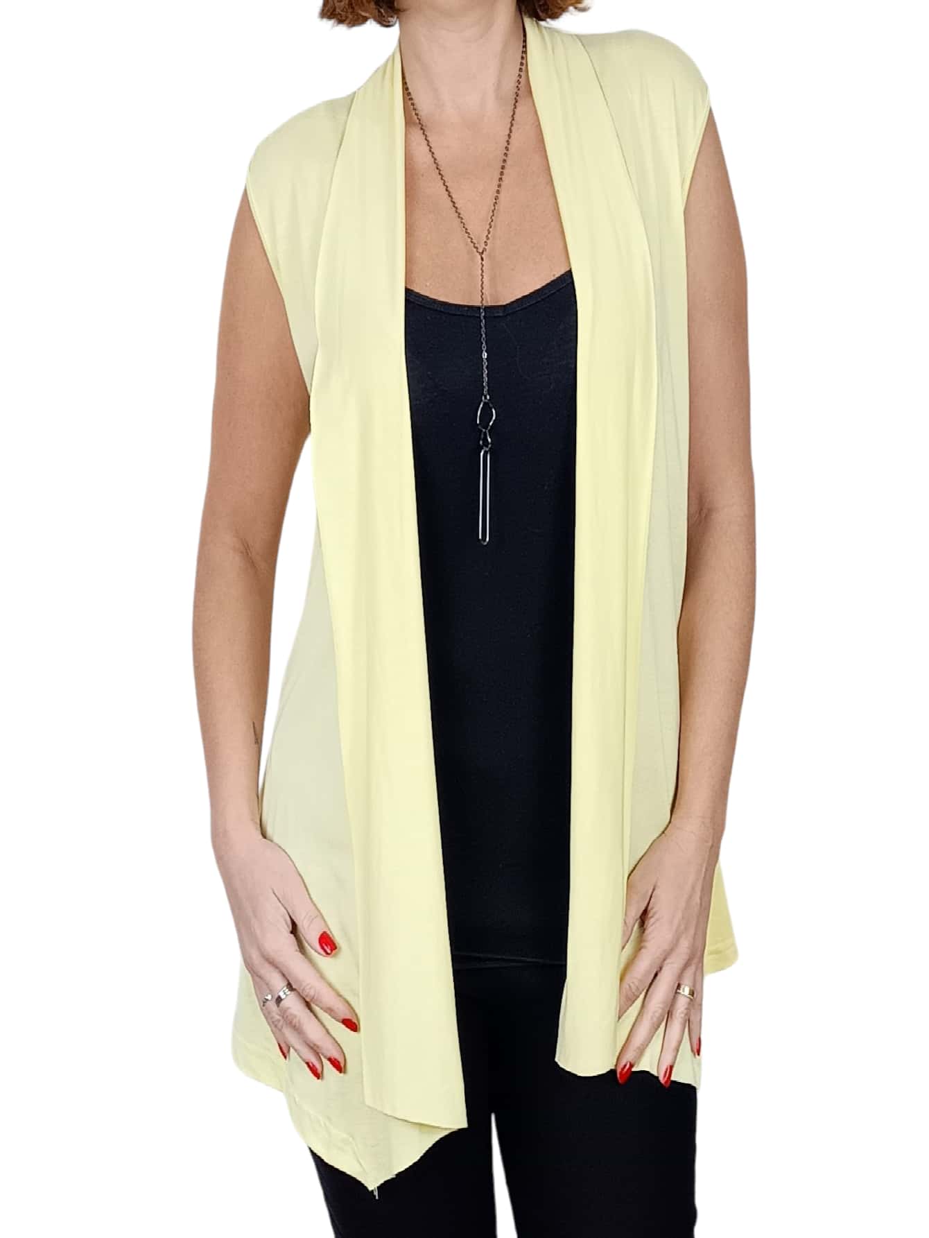 Women Sweater Vests - 黃色 - 查看 1