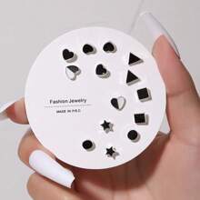 14pcs/Set Cute Flower, Heart & Bow Stud Earrings For Women, Suitable For Casual Daily Wear