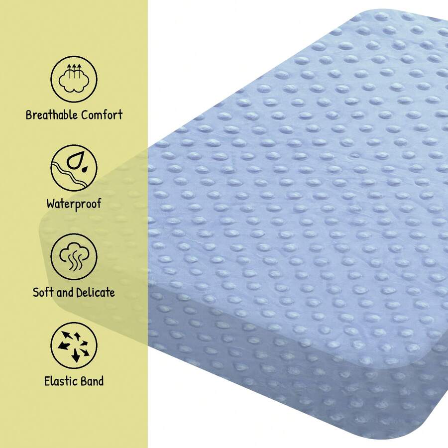 1pc Blue Dotted Plush Baby Changing Pad Cover Fits Most Standard