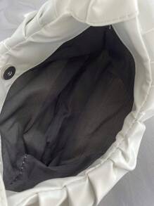 时尚新款高颜值云朵包褶皱小包纯色单肩腋下包女包百搭纯色手提包女包腋下包 - 白色 - 查看 7