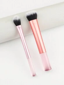 2件套金属柄化妆刷，包含散粉刷、腮红刷、眼影刷、软毛鼻影刷、眉刷、眼线刷，粉色，化妆刷套装，化妆刷套装，化妆刷套装，全套化妆刷，化妆刷套装，全套化妆工具，化妆刷套装，化妆刷套装，化妆礼盒套装 - 粉色 - 查看 2