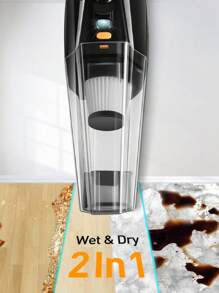 手持式吸塵器,6000pa充電式輕便便攜式迷你手持吸塵器,強力氣旋吸力,適用於濕乾車內寵物毛髮家用（黑色） - 黑色 - 查看 8