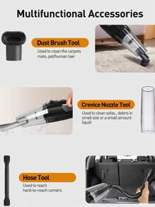 手持式吸塵器,6000pa充電式輕便便攜式迷你手持吸塵器,強力氣旋吸力,適用於濕乾車內寵物毛髮家用（黑色） - 黑色 - 查看 6