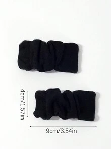 2 件裝女式純色針織鉤針褶邊 Bb 夾,適合優雅甜美的校園服裝、派對裝扮、婚禮派對配件和日常使用 - 黑色 - 查看 3