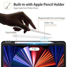 iPad 12.9 Loại vỏ iPad Thế hệ Loại vỏ Da Với Bút chì Folio Đứng Thông minh Che phủ Với Tự động Ngủ/Thức - Màu xanh lam - Xem 3