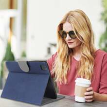 iPad 12.9 Loại vỏ iPad Thế hệ Loại vỏ Da Với Bút chì Folio Đứng Thông minh Che phủ Với Tự động Ngủ/Thức - Màu xanh lam - Xem 7