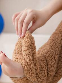 1 双女士暖腿套，睡觉时防寒，适合脚或腿冷的老年人，超厚保暖内衬，冬季保暖 - 棕色 - 查看 4