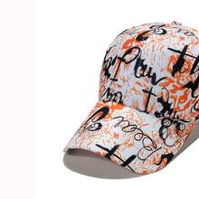 1pc/Pack A02-Orange Spring And Summer Sun Hats For Men And Women, And Versatile Sun Hats, Colorful Graffiti Letters Baseball Caps, Peaked Caps - Orange - View 4
