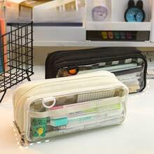 1個五層高容量多功能透明筆袋,適合文具組織,學生和生日禮物 - 白色 - 查看 7