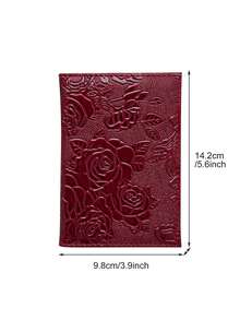 1入組帶牡丹設計的旅行護照套,pu皮革護照套,適用於男女的票證套,跨國旅行必備品 - 彩色 - 查看 4