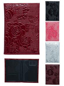 1入組帶牡丹設計的旅行護照套,pu皮革護照套,適用於男女的票證套,跨國旅行必備品 - 彩色 - 查看 1