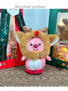 吐司海狸造型毛绒玩偶挂件，可爱卡通创意个性化包包吊坠 - 粉色 - 查看 2