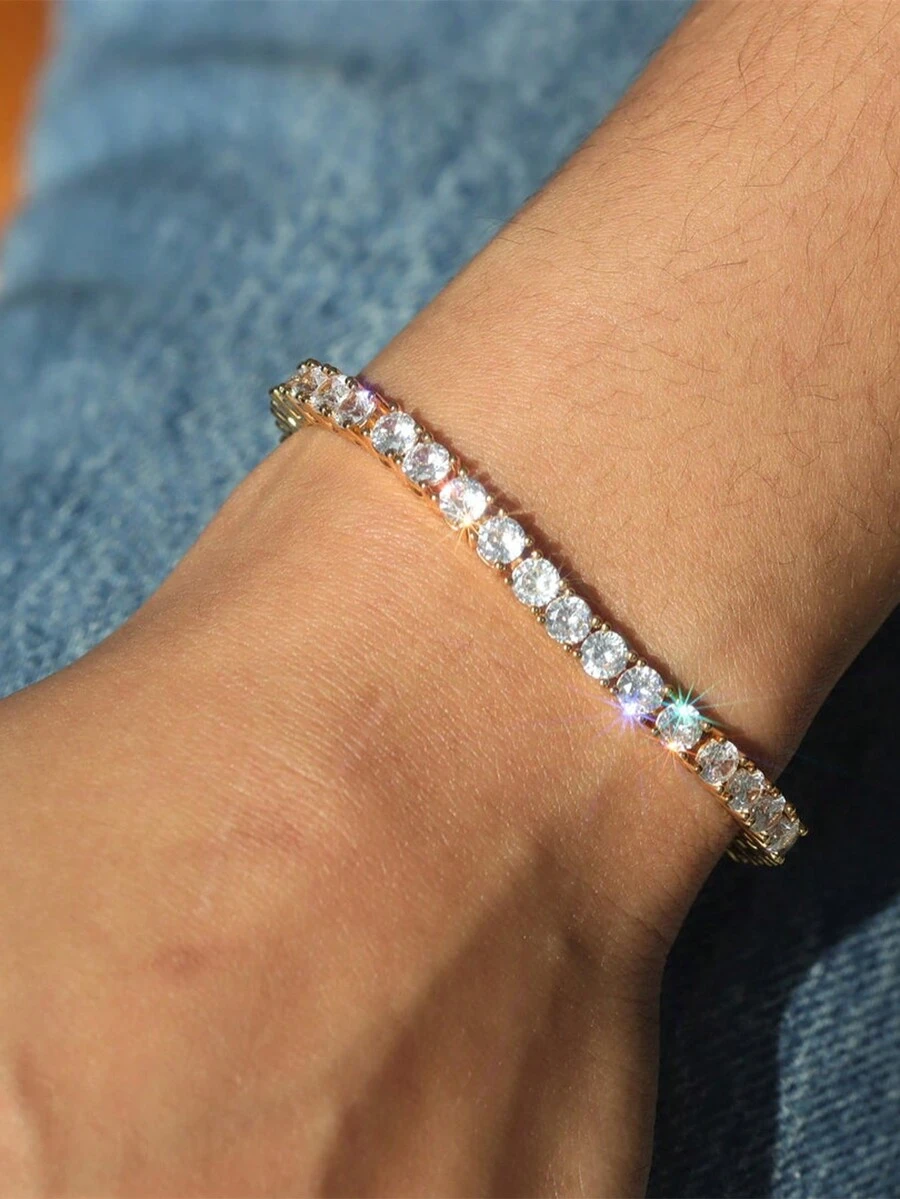 1條閃閃發光的3mm鋯石網球手鍊,適用於女性s925純銀魅力情人節優質女士珠寶禮物