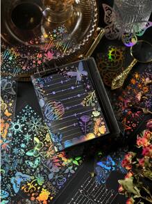 1個夢幻全息3d銀色熱壓材料貼紙,適用於diy手帳,防水寵物材料 - 彩色 - 查看 3