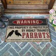 1 件 Funny Style Guard Parrot Home Door Mat 户外门垫，带防滑耐用橡胶背衬 60*40 厘米 - 自然色 - 适合户外/室内使用 - 軍綠色 - 查看 1