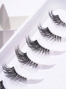 10對自然交叉外角貓眼款式加厚假睫毛，帶黑色線條延伸，適用於日常和約會彩妝必備，0.5-1.1cm長 - 眼尾拉長款 - 查看 3