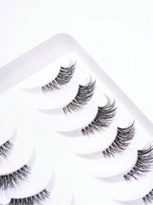 10對自然交叉外角貓眼款式加厚假睫毛，帶黑色線條延伸，適用於日常和約會彩妝必備，0.5-1.1cm長 - 眼尾拉長款 - 查看 4