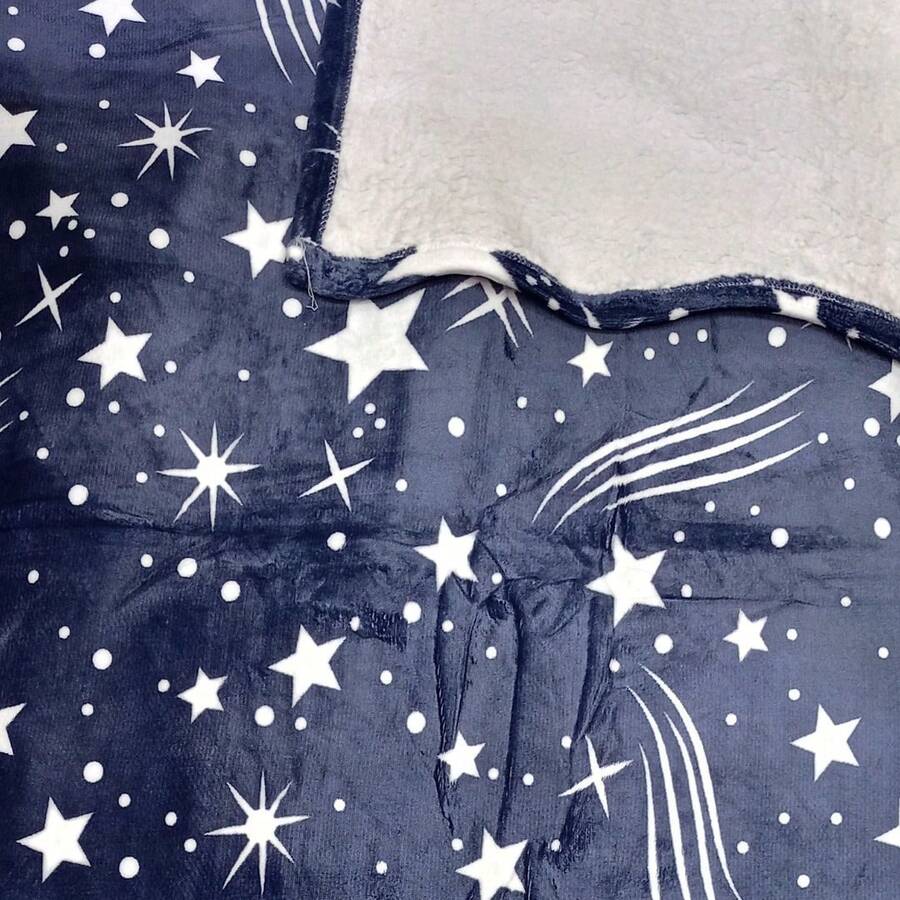 FRAZADA INDIVIDUAL - Azul y blanco - Ver 1